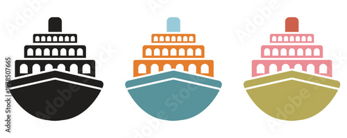 Cruise ship vector icons, cruise ship icons in trendy flat style illustration isolated on white background.