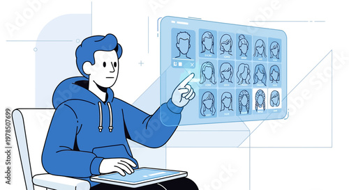 Character selection interface for online profiles and virtual avatars on digital platforms