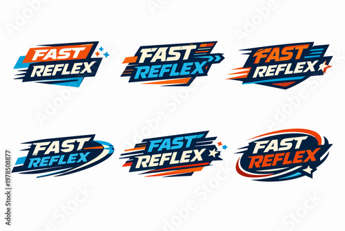 Collection of fast reflex logo designs portraying speed, agility, and excellence across various dynamic sport and esport graphics
