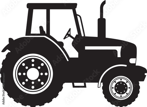 Foto Tractor Silhouette Agricultural Farm Vehicle Vector Illustration