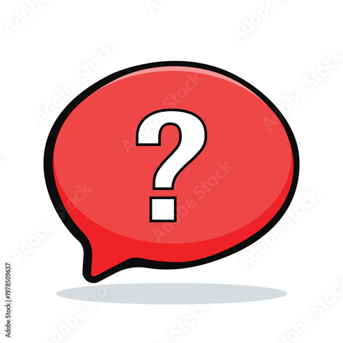 02Red Speech Bubble with White Question Mark in the Center