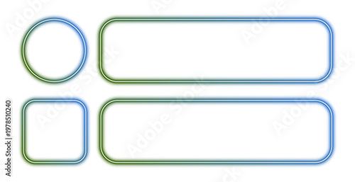 Free Download Blue and Green Gradient Neon UI Frame Set, Glowing Avatar and Chat Box Borders for Tech Gaming App Dashboard Interface Design - GFXLoad