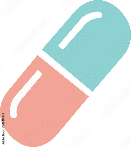 Healthy Medicine Capsule Icon – Simple Graphic Symbolizing Wellness, Care, and Pharmaceutical Support for Wellbeing