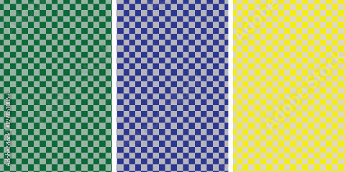 Gradient transition of geometric checkerboard patterns from green to yellow