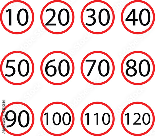 Number circle badge set 10 to 120.