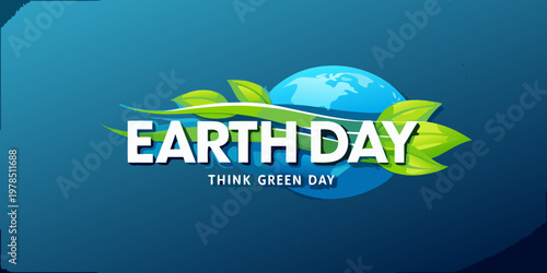 Earth day celebration with globe and leaves promoting environmental awareness