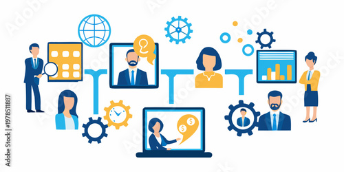 Digital connections and collaboration people interacting through technology interfaces