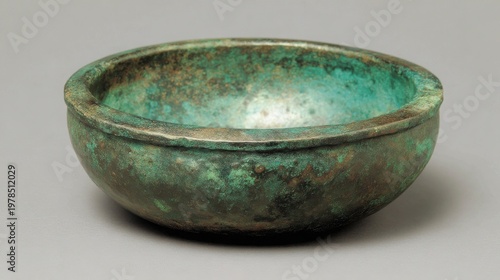 Vintage Bronze Bowl with Unique Patina and Textured Surface
