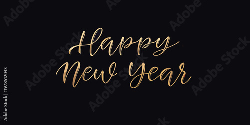 Golden new year calligraphy with the text happy new year