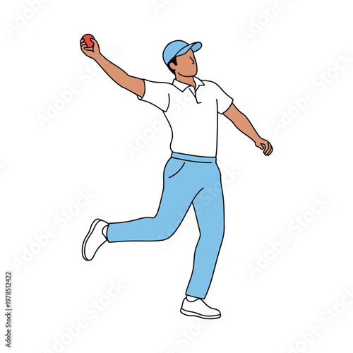 Fielding Action Overarm Throw Cricket Athlete Flat Design
