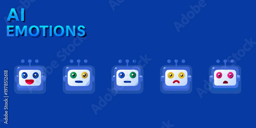 Ai emotions a series of cartoon robots displaying different feelings