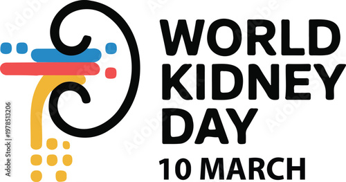 World Kidney Day Awareness on March 10th Vector on a White Background