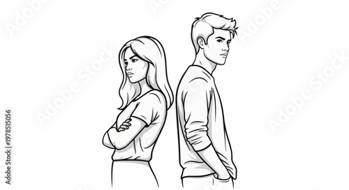 Two young people in conflict, turned away from each other