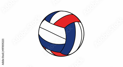 Vector illustration of a volleyball with red, white, and blue panels