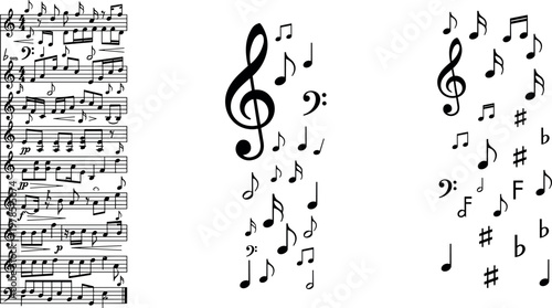 Musical Notation and Symbols Set Featuring Musical Staves, Clefs, and Notes