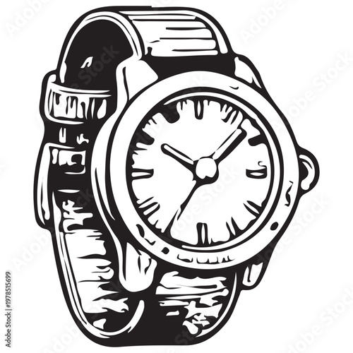 Waterproof Wrist Watch Diving Timepiece Marine Equipment Underwater Sports Gear Illustration