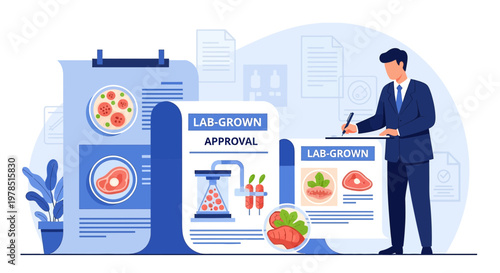 Regulatory approval for lab-grown food products ensuring standards of food safety and quality in