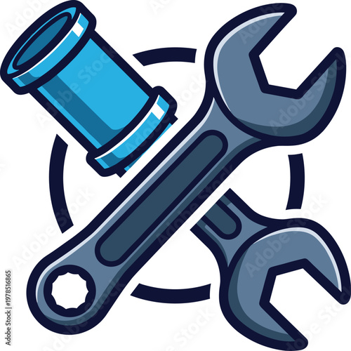 Home repair and plumbing service icons including wrench, pipe, faucet, and hand tools.