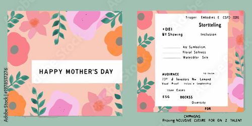 Floral mother s day card design with accompanying textual information