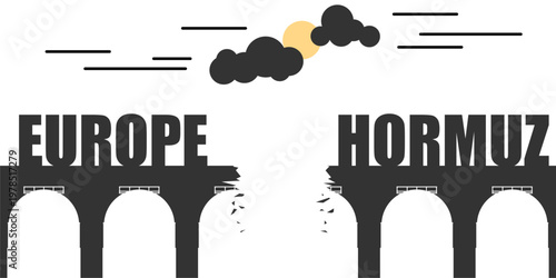 Broken bridge between Hormuz strait and Europe. Navigation problems.
