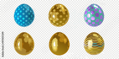 A collection of brightly colored easter eggs with varied patterns