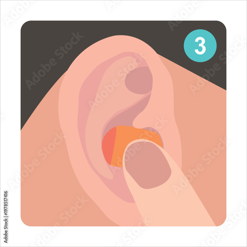 Final Step Holding Foam Earplug in Ear for Proper Expansion and Seal Illustration