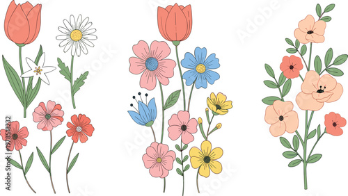 Coconut slices vector illustration with dripping honey and tropical fruit elements, sweet dessert concept isolated on white background