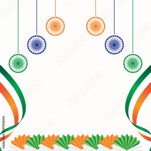 Happy Indian Independence Day Celebration Social Banner Design Template, Happy Independence Day Banner Illustration