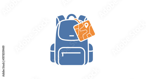 Travel backpack with orange ticket.