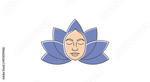 A serene face in a lotus flower.