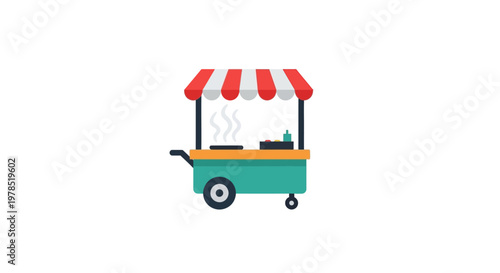 A colorful illustration of a food cart.