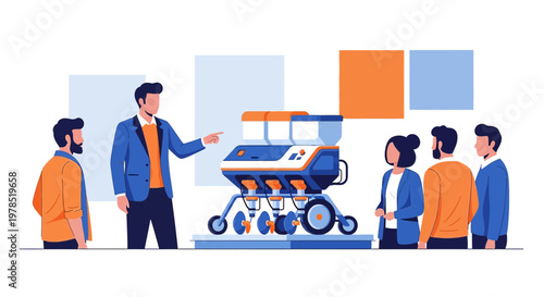 Presentation of an innovative technological device to a group of interested individuals