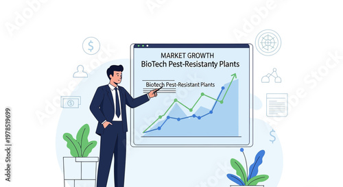 Presentation of Biotech Pest-Resistant Plants Showing Market Growth with Positive Investment Trends