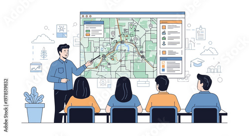 Presentation of geographic information and business analytics for urban planning and development