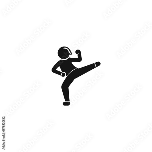 Dynamic martial artist executing a high kick in mid-air