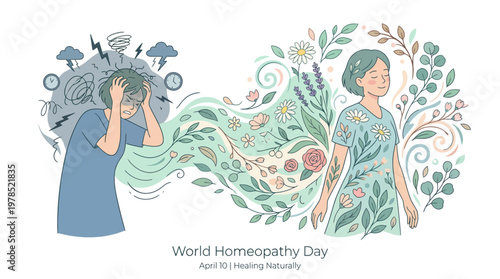World Homeopathy Day healthy lifestyle concept.