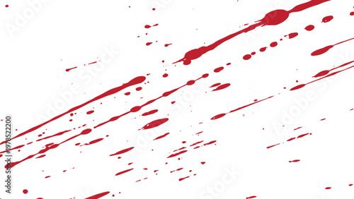 Red splashes isolated on white background. Paint Lines and Stains.  Flowing bloody stains, splashes and drops