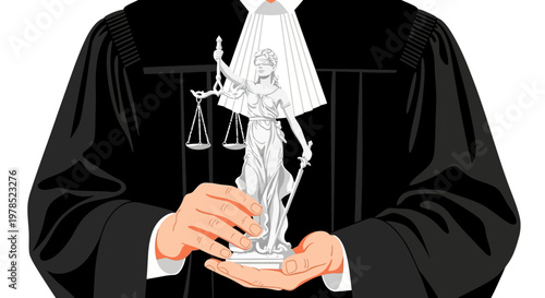 Lawyer or Judge Holding Lady Justice Statue Symbol of Law and Equity
