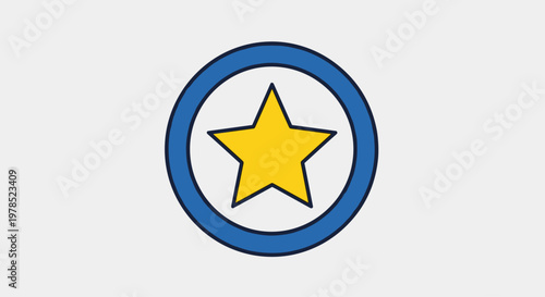 Yellow star in blue circle symbol.