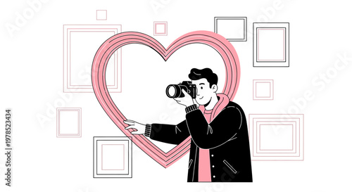 Photographer Captures Love in Heart Frame Surrounded by Empty Picture Frames