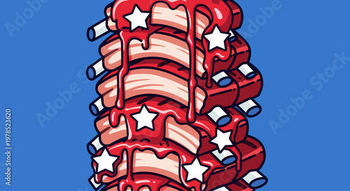 Ribs with stars and red sauce.