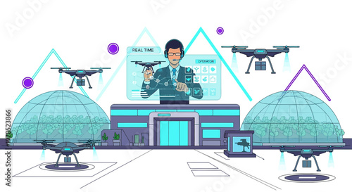 Precision agriculture: a futuristic illustration of drone technology enhancing crop cultivation