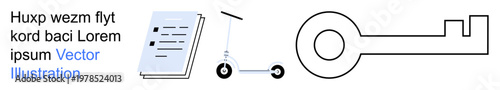 Accessibility, security, mobility, transportation, documentation, information exchange. A document, kick scooter and key icons displayed. Accessibility and security concept