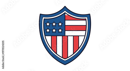 American shield with stars and stripes.
