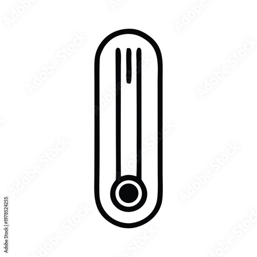 Stylized icon representing a thermometer, suggesting measurement, temperature, or calibration, presented in a clean, minimalist design