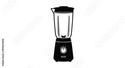 A stark black silhouette of a modern kitchen blender appliance