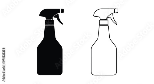 Two spray bottle outlines one black one white side by side