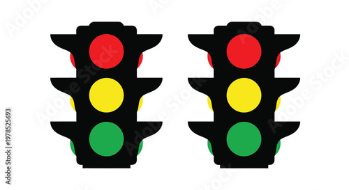 Two traffic lights displaying a green signal indicating go