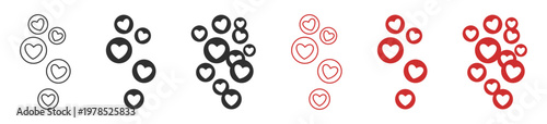 Heart symbol pack, love and valentine icons, romantic shapes and favorite elements, editable vector collection on transparent background