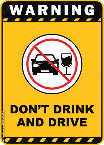 don't drink and drive warning sign poster banner printable plaque pictogram template design